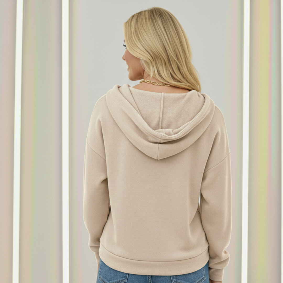 AURA LANE | SUDADERA CON CAPUCHA Y CUELLO PICUDO