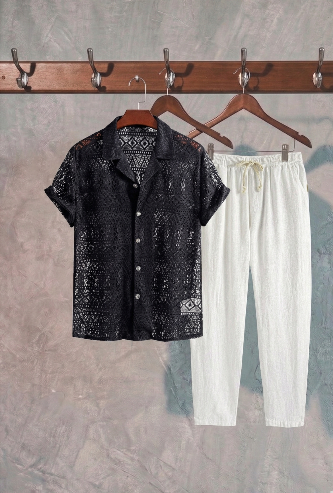 AURA LANE | CONJUNTO EDICIÓN MILANO - CAMISA MANGA CORTA & PANTALON LARGO