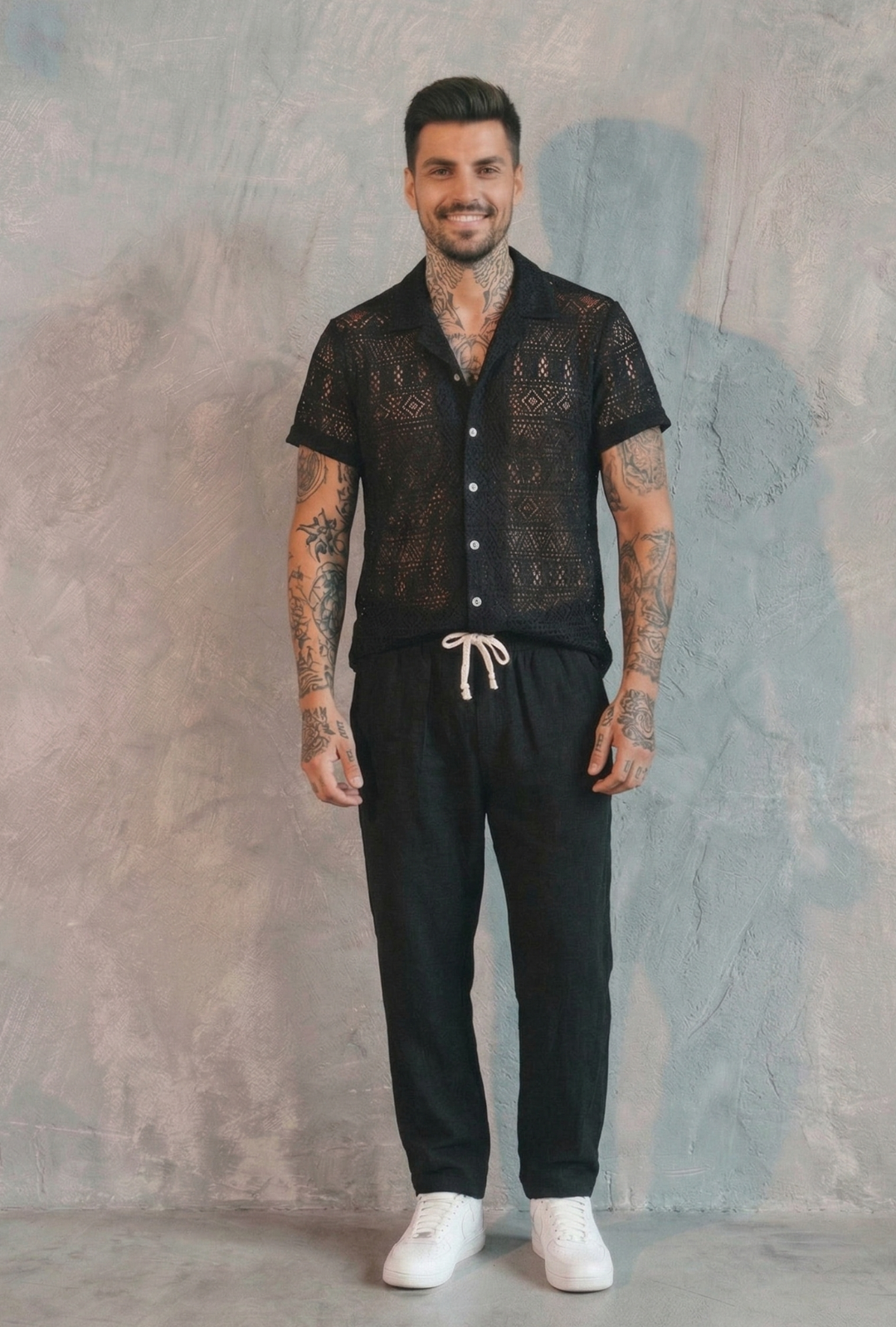 AURA LANE | CONJUNTO EDICIÓN MILANO - CAMISA MANGA CORTA & PANTALON LARGO