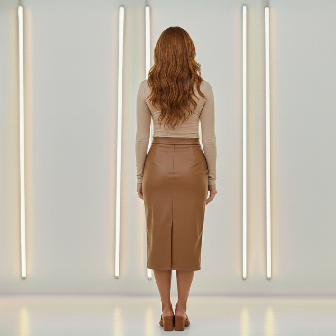 AURA LANE | FALDA ALARGADA DE CUERO MUJER