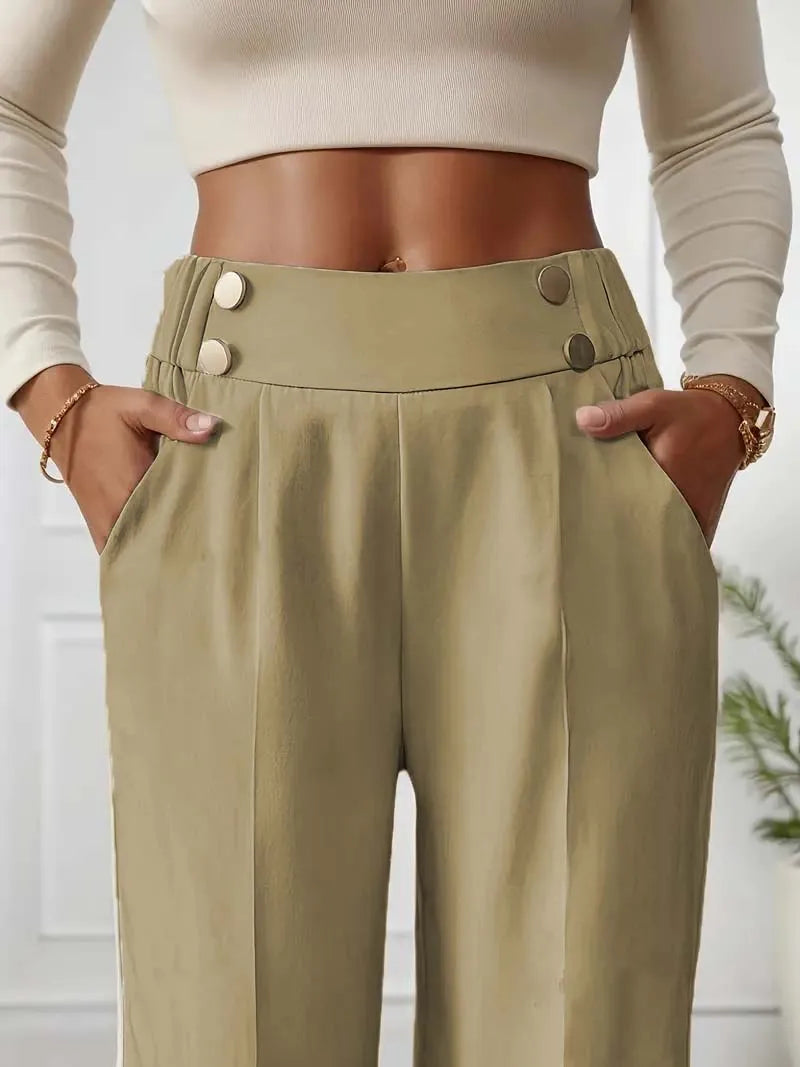 AURA LANE | PANTALÓN CASUAL CON BOTONES DE MUJER
