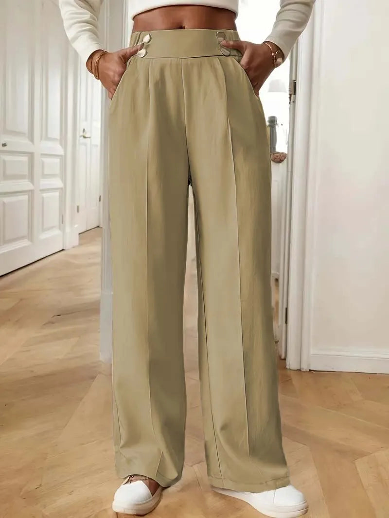 AURA LANE | PANTALÓN CASUAL CON BOTONES DE MUJER
