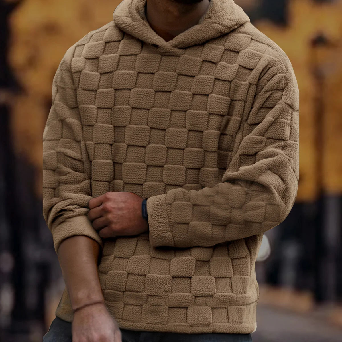 AURA LANE | SUDADERA CON CAPUCHA LANA A CUADROS HOMBRE