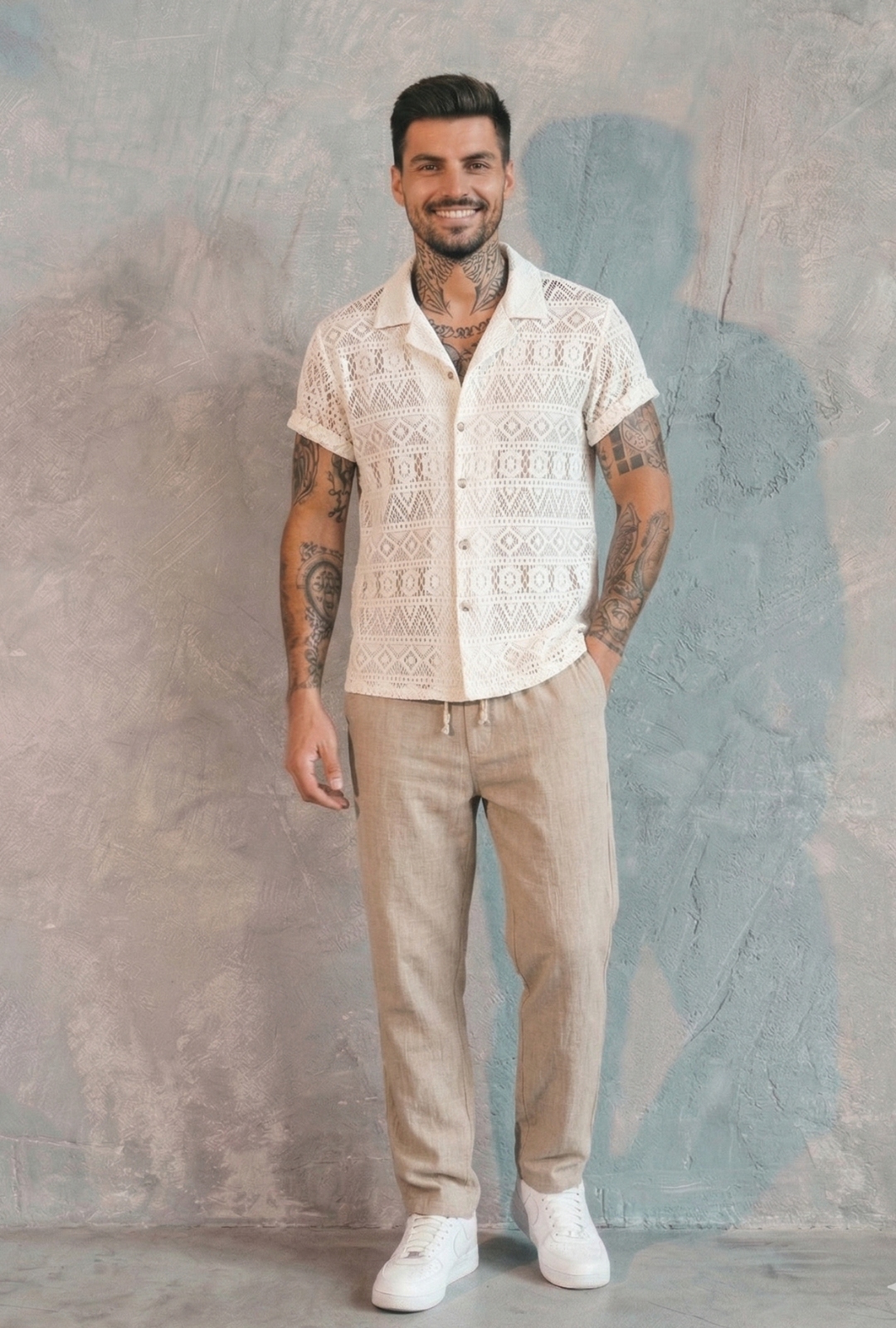 AURA LANE | CONJUNTO EDICIÓN MILANO - CAMISA MANGA CORTA & PANTALON LARGO