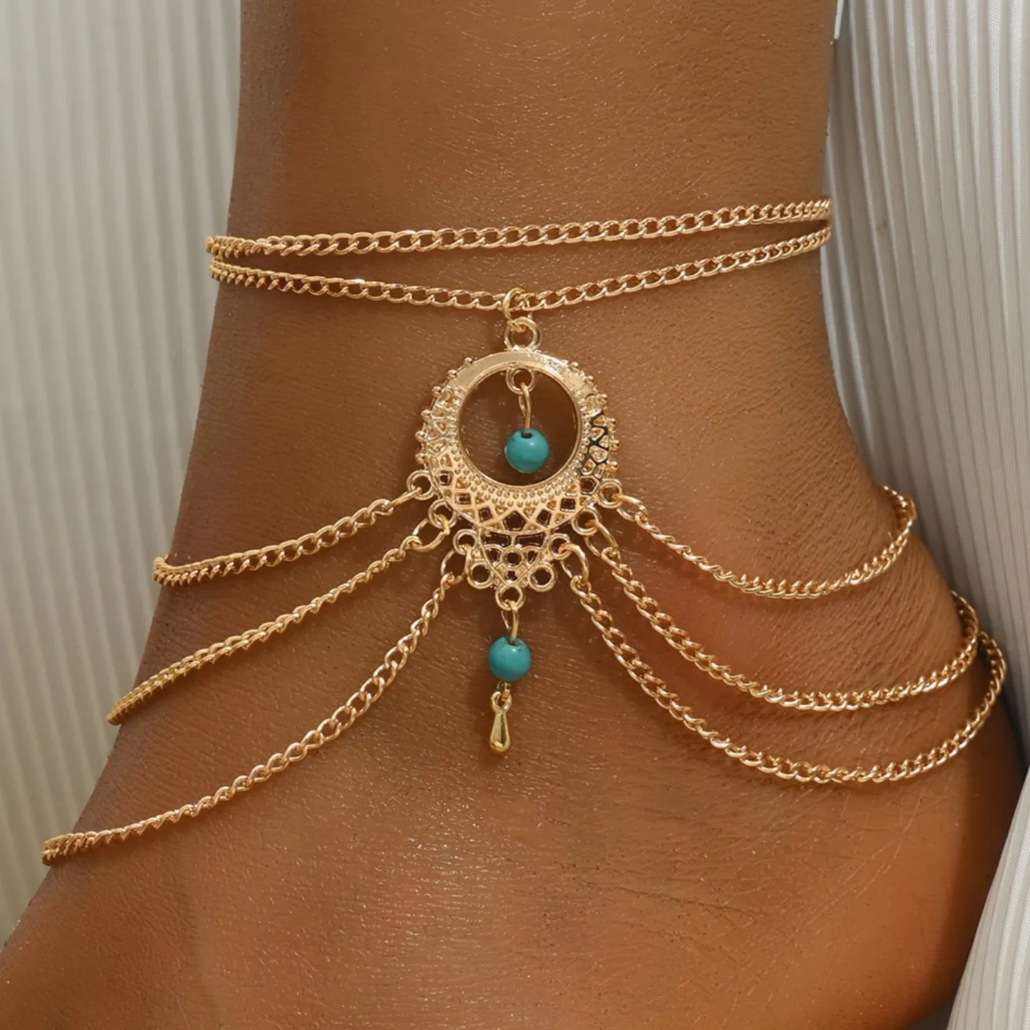 AURA LANE JOYERÍA | TOBILLERA CON VARIAS CADENAS