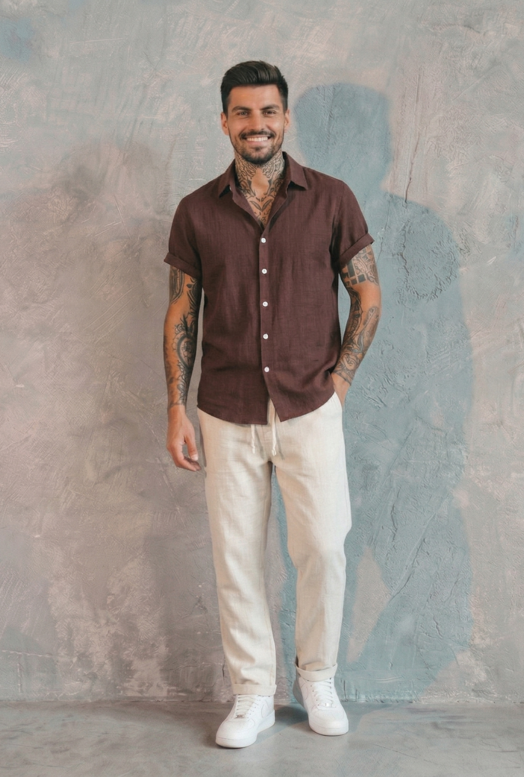 AURA LANE | CONJUNTO HOMBRE EDICIÓN PRIMAVERA CAMISA MANGA CORTA & PANTALON LARGO
