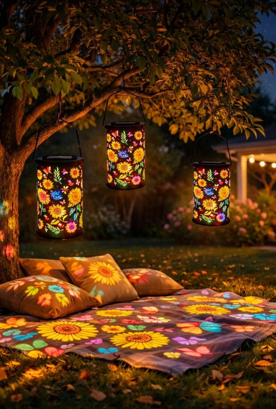 AURA LANE | LINTERNA SOLAR JARDIN CON GIRASOL COLORIDO & BRILLANTE