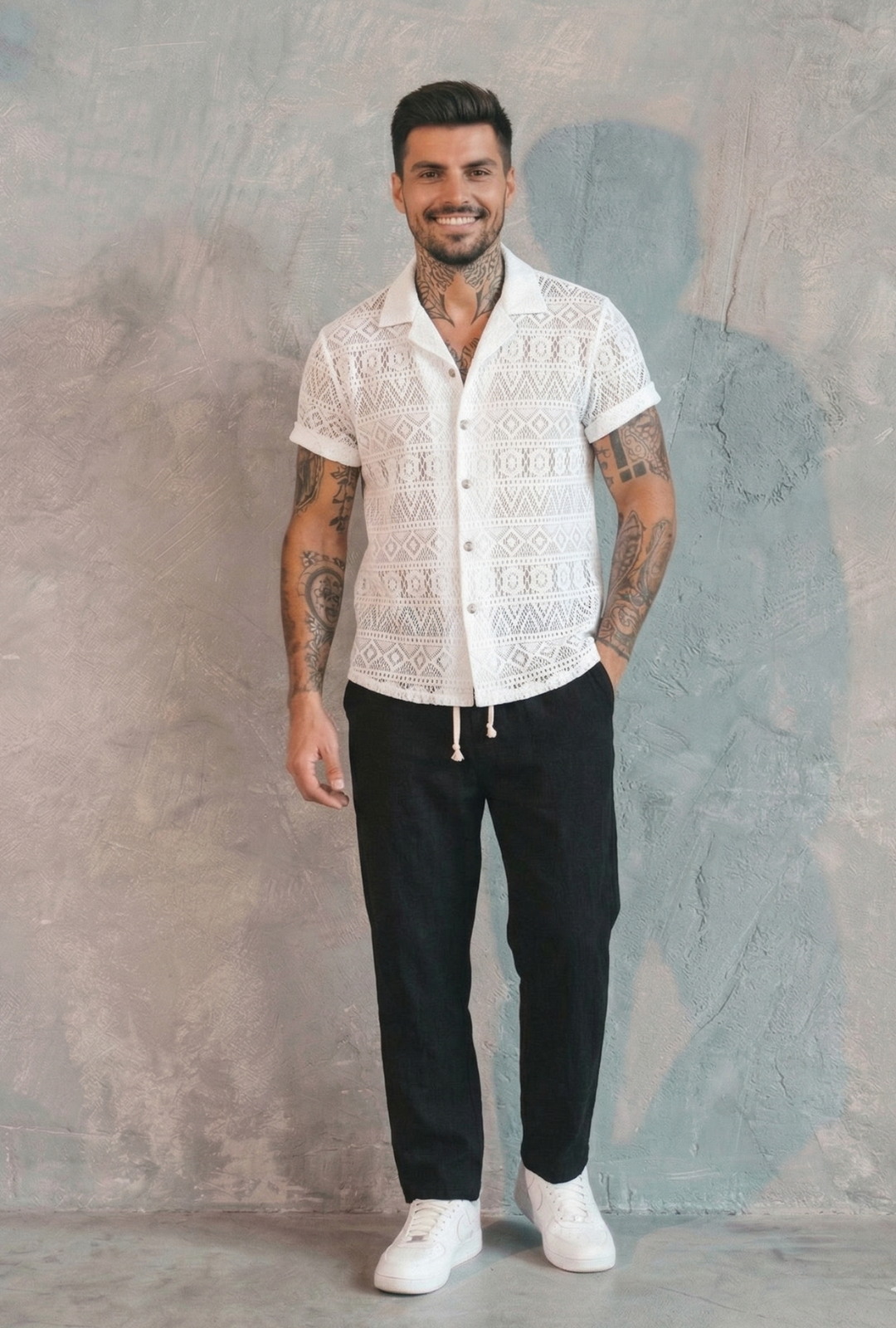 AURA LANE | CONJUNTO EDICIÓN MILANO - CAMISA MANGA CORTA & PANTALON LARGO