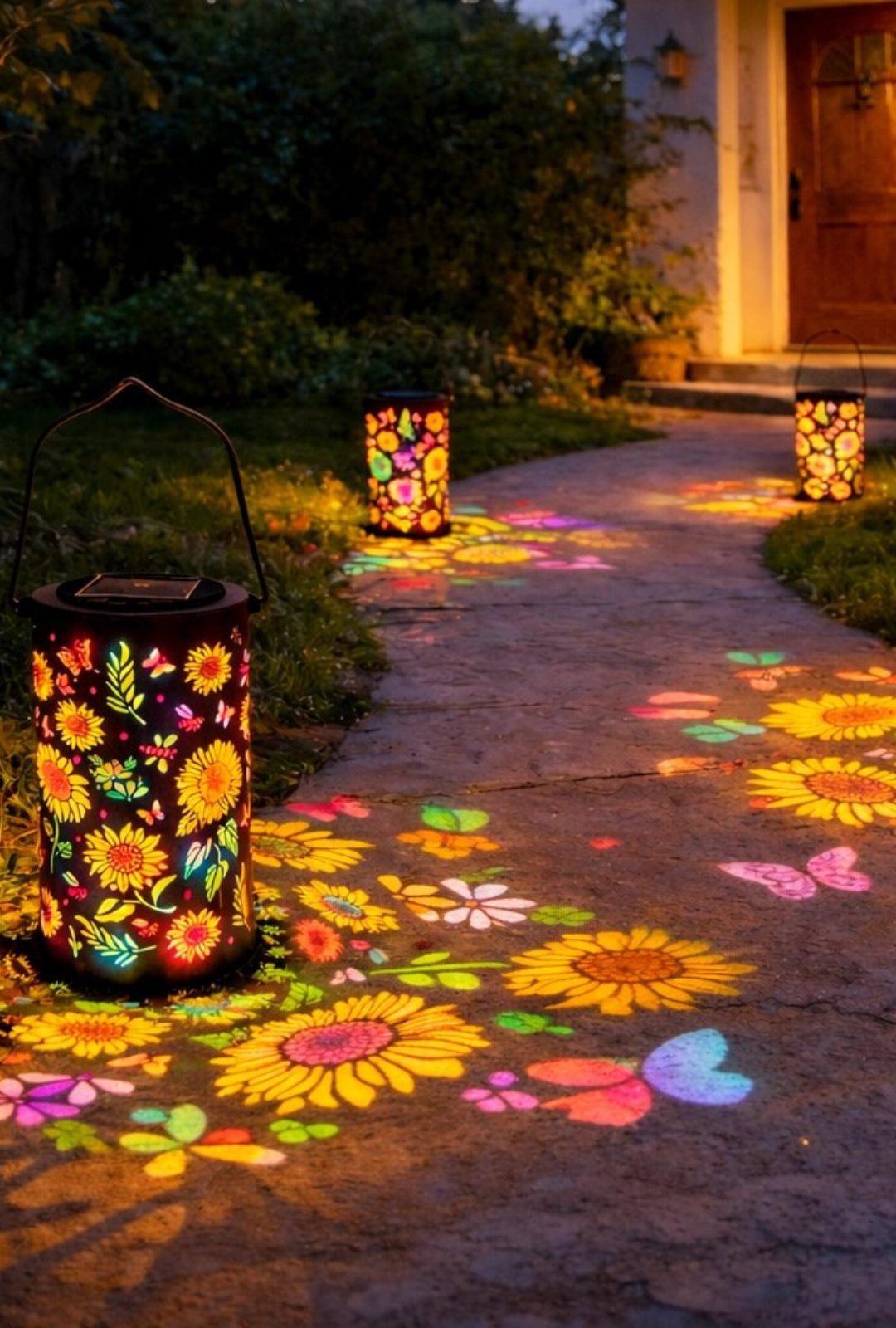 AURA LANE | LINTERNA SOLAR JARDIN CON GIRASOL COLORIDO & BRILLANTE