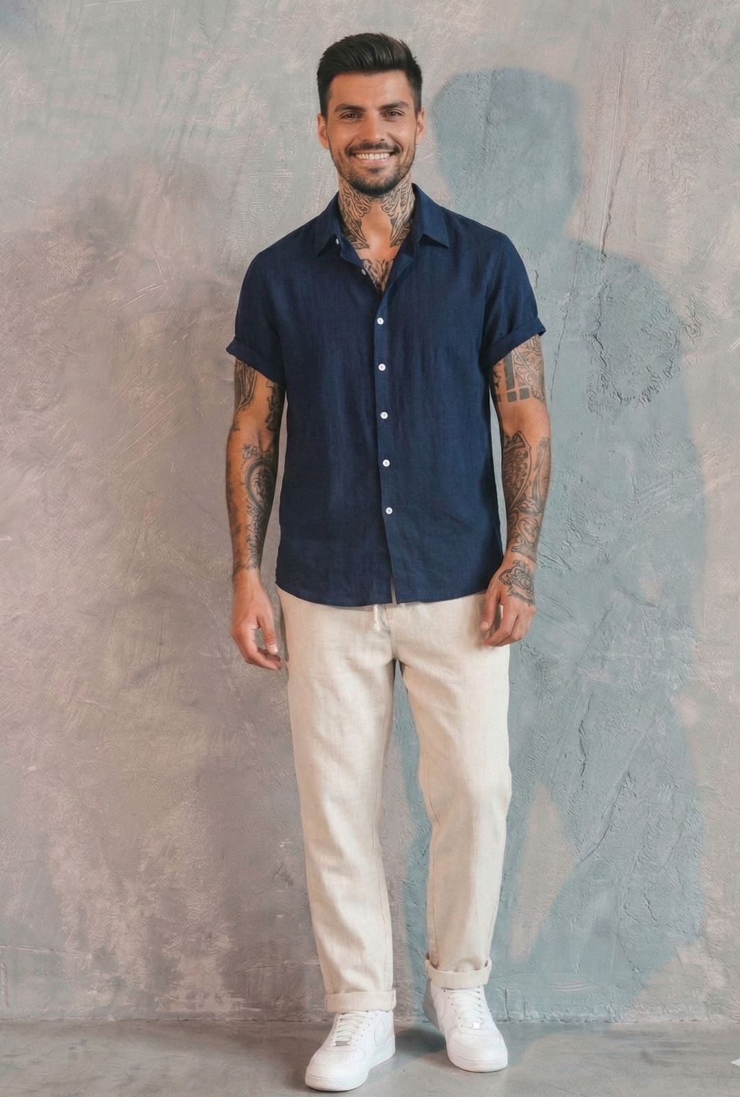 AURA LANE | CONJUNTO HOMBRE EDICIÓN PRIMAVERA CAMISA MANGA CORTA & PANTALON LARGO