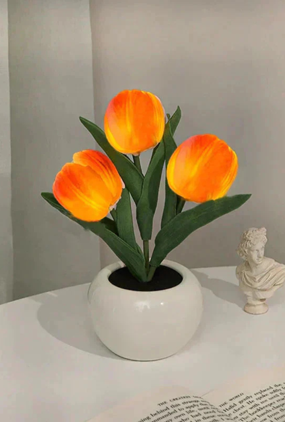AURA LANE | LÁMPARA DE TULIPÁN LED, LUZ NOCTURNA DE TULIPÁN SIMULADO CON JARRÓN, LÁMPARA DE MESA DECORACIÓN, IDEAL PARA HOGAR, SALA DE ESTAR, DECORACIÓN DE MESA