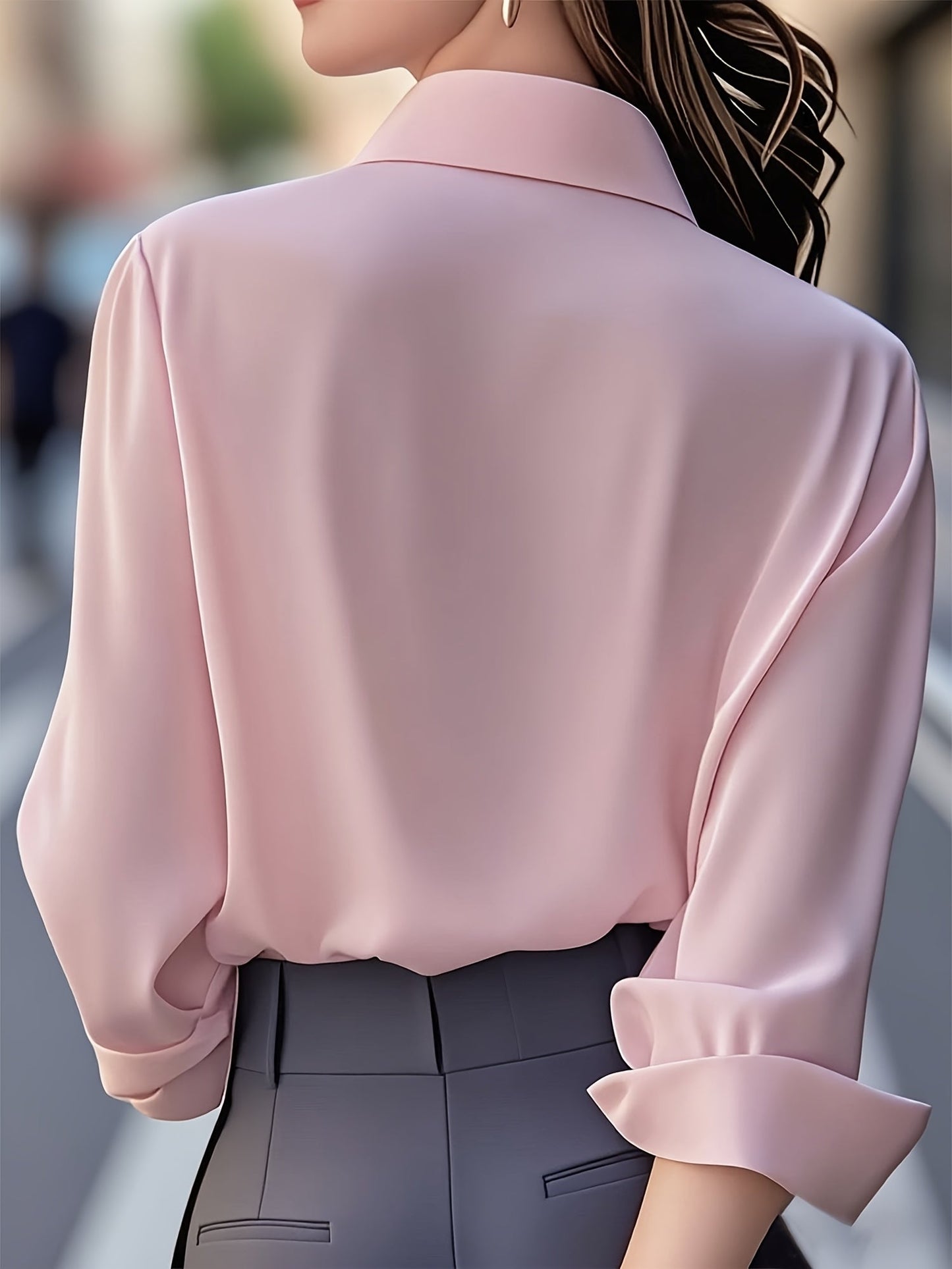 AURA LANE | CAMISA ELEGANTE DE MANGA LARGA CON CUELLO DE BOTONES