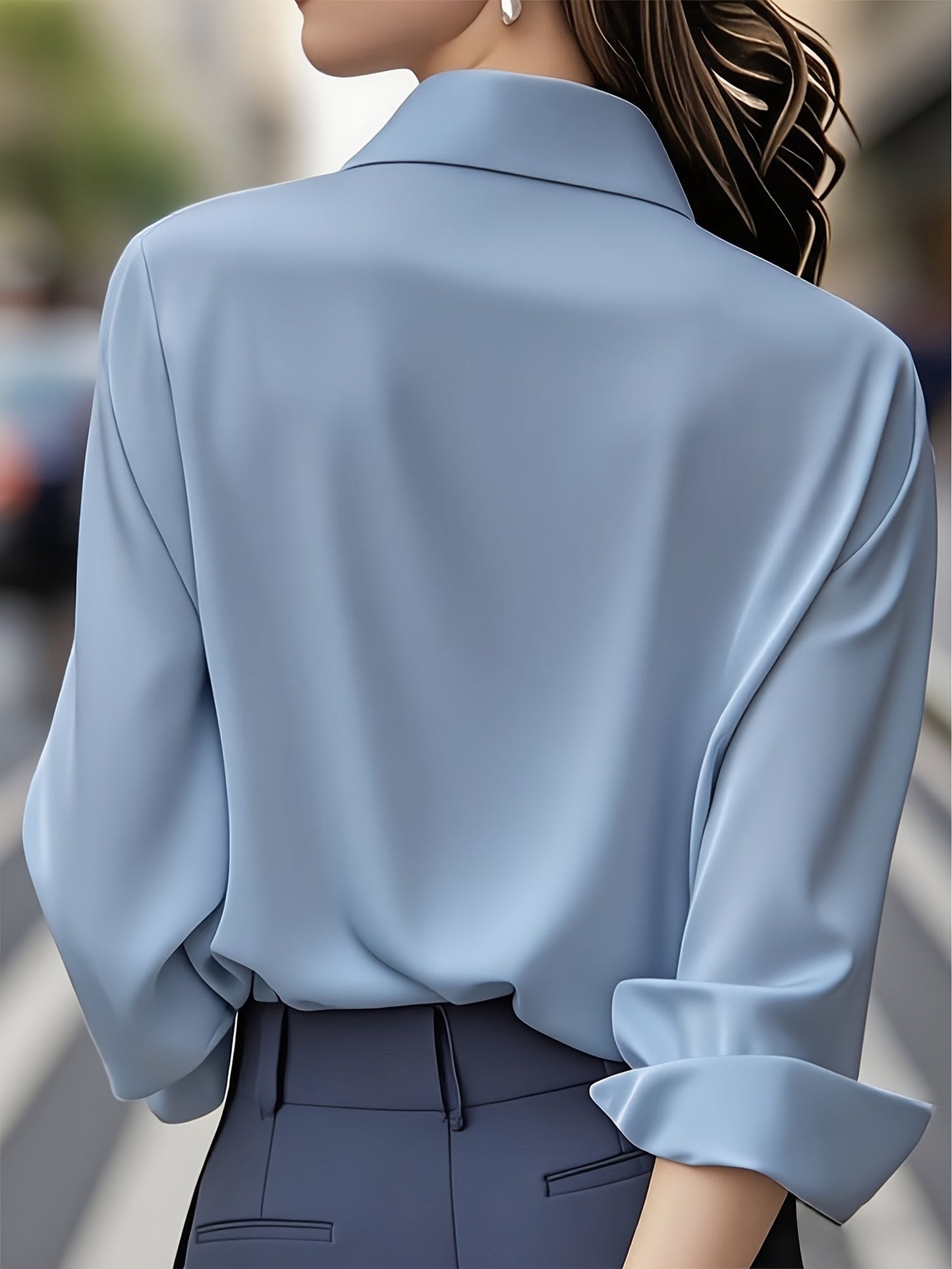 AURA LANE | CAMISA ELEGANTE DE MANGA LARGA CON CUELLO DE BOTONES