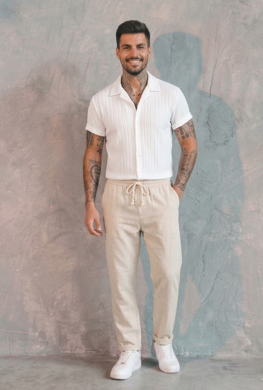 AURA LANE | CONJUNTO DE DOS PIEZAS DE PRIMAVERA CAMISA + PANTALÓN HOMBRE