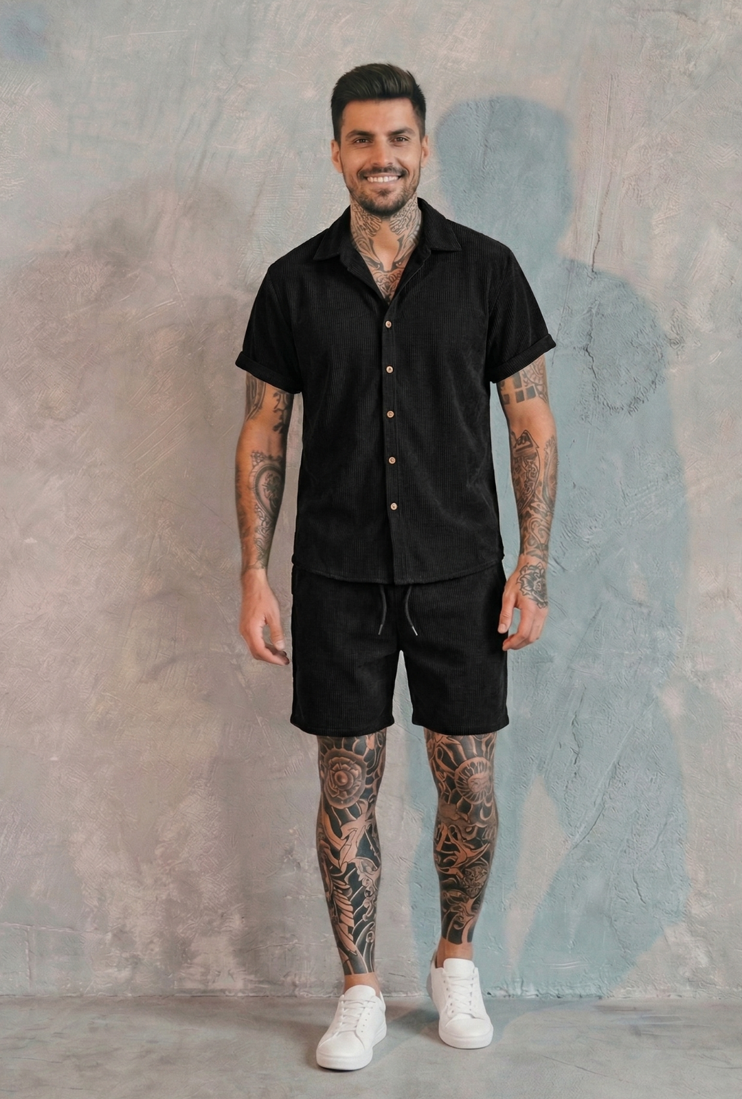 AURA LANE | CONJUNTO HOMBRE EDICIÓN BALI - CAMISA MANGA CORTA & PANTALON CORTO