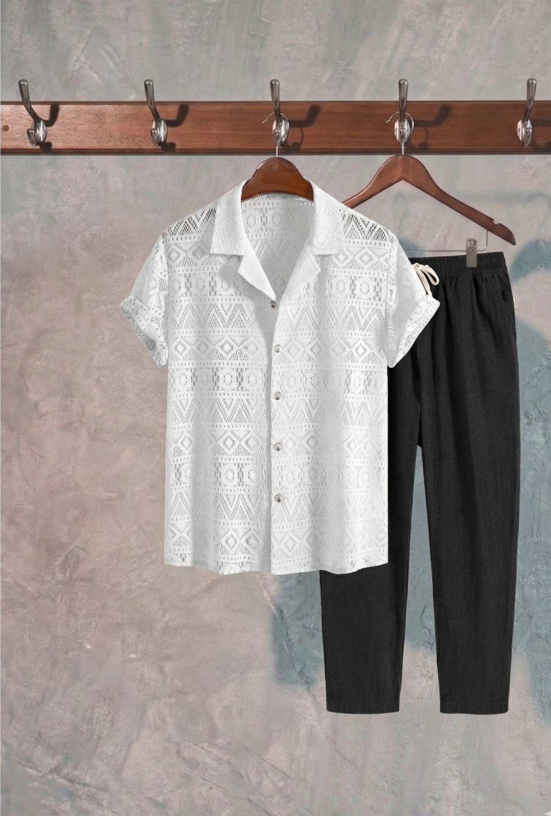 AURA LANE | CONJUNTO EDICIÓN MILANO - CAMISA MANGA CORTA & PANTALON LARGO