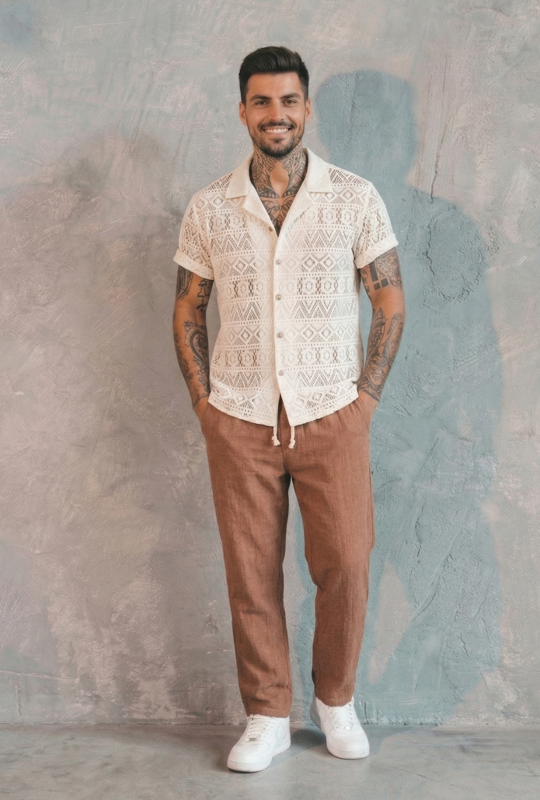 AURA LANE | CONJUNTO EDICIÓN MILANO - CAMISA MANGA CORTA & PANTALON LARGO