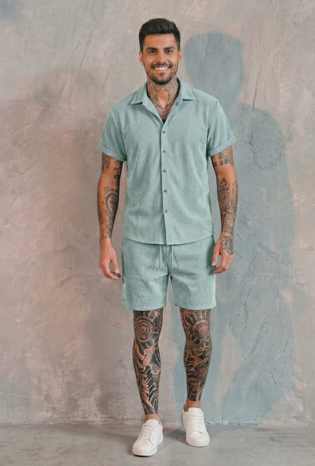 AURA LANE | CONJUNTO HOMBRE EDICIÓN BALI - CAMISA MANGA CORTA & PANTALON CORTO