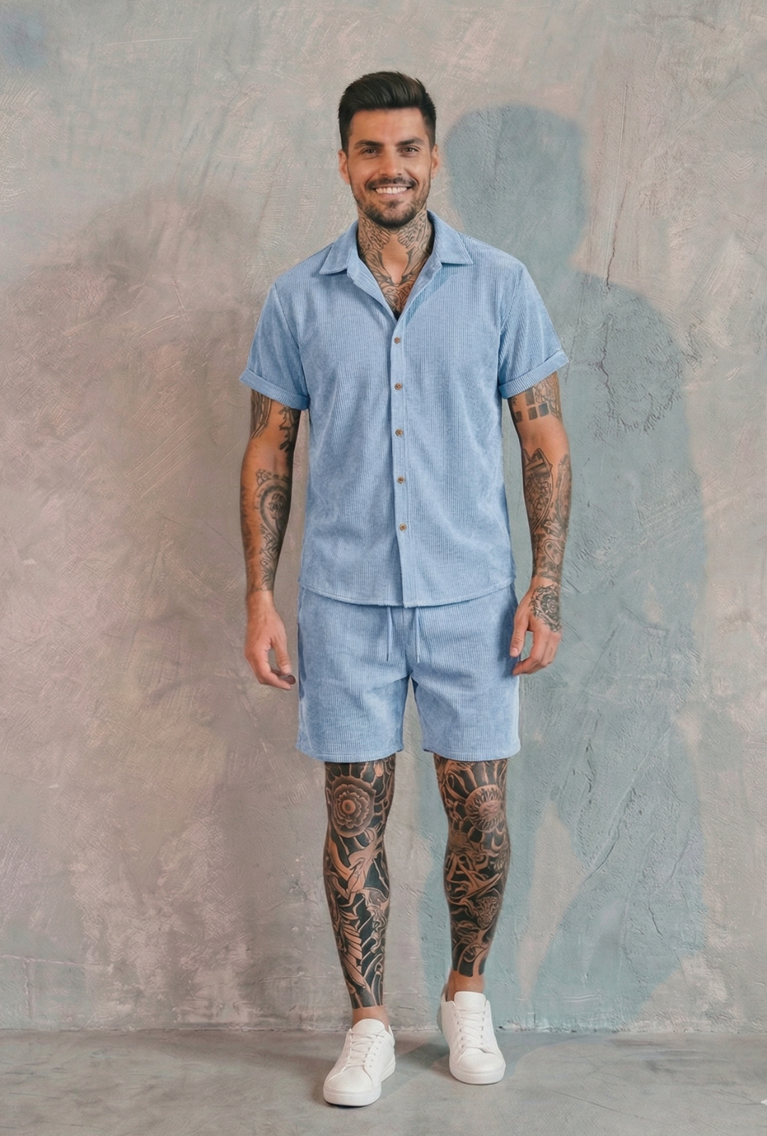 AURA LANE | CONJUNTO HOMBRE EDICIÓN BALI - CAMISA MANGA CORTA & PANTALON CORTO