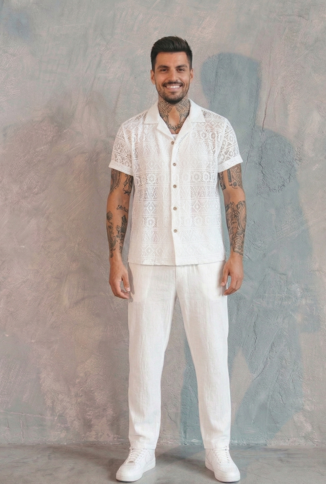 AURA LANE | CONJUNTO EDICIÓN MILANO - CAMISA MANGA CORTA & PANTALON LARGO