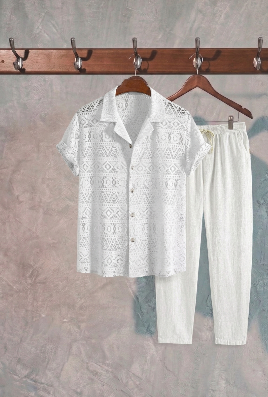 AURA LANE | CONJUNTO EDICIÓN MILANO - CAMISA MANGA CORTA & PANTALON LARGO