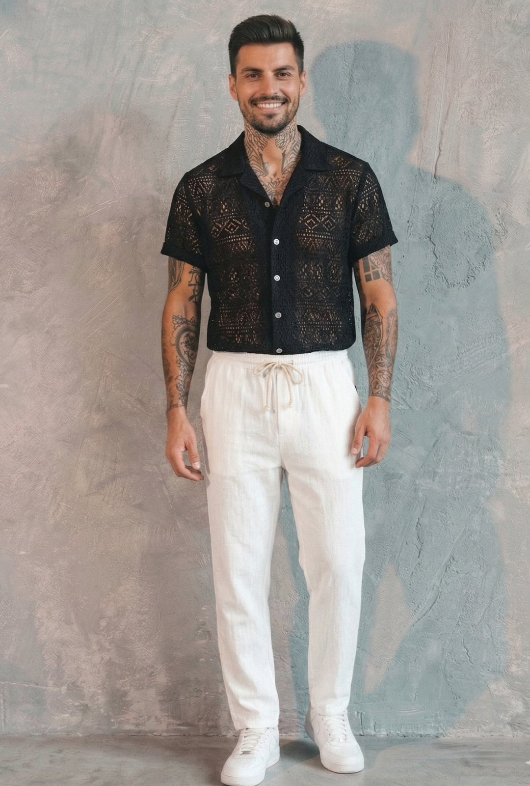AURA LANE | CONJUNTO EDICIÓN MILANO - CAMISA MANGA CORTA & PANTALON LARGO