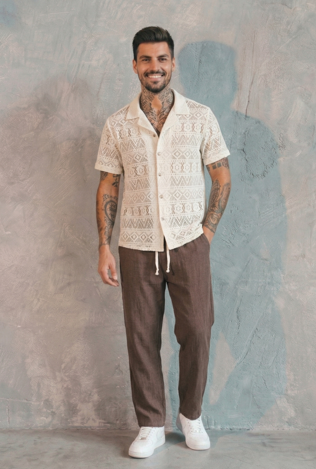 AURA LANE | CONJUNTO EDICIÓN MILANO - CAMISA MANGA CORTA & PANTALON LARGO