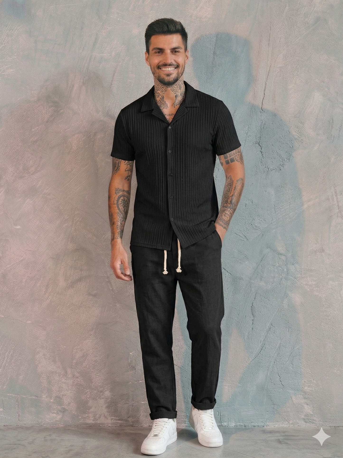 AURA LANE | CONJUNTO DE DOS PIEZAS DE PRIMAVERA CAMISA + PANTALÓN HOMBRE