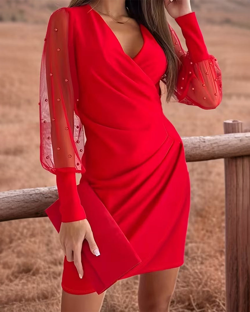 AURA LANE | VESTIDO DE MALLA CON ESCOTE EN PICO