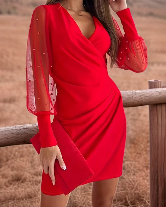 AURA LANE | VESTIDO DE MALLA CON ESCOTE EN PICO