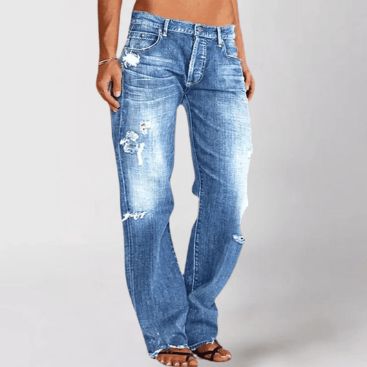 AURA LANE | JEANS CASUAL PIERNA ANCHA ROTOS MUJER