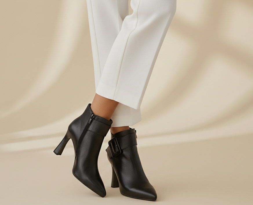 AURA LANE | BOTINES DE TACÓN CON HEBILLA MUJER