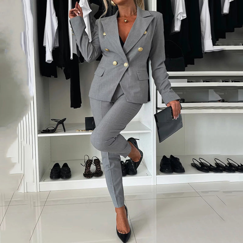 AURA LANE | TRAJE CON BLAZER CRUZADO MUJER & PANTALÓN SASTRE