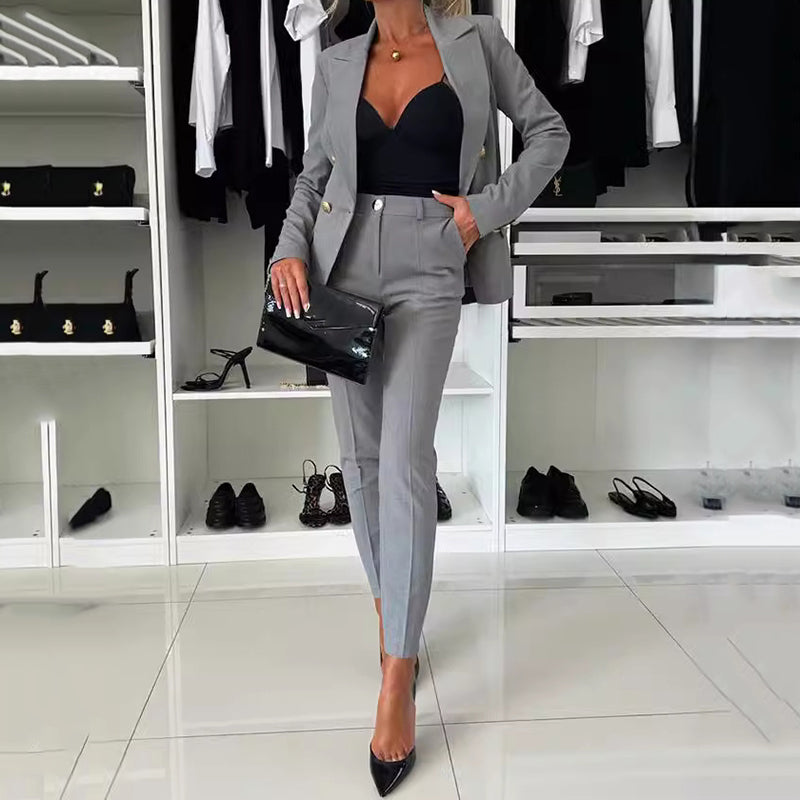 AURA LANE | TRAJE CON BLAZER CRUZADO MUJER & PANTALÓN SASTRE