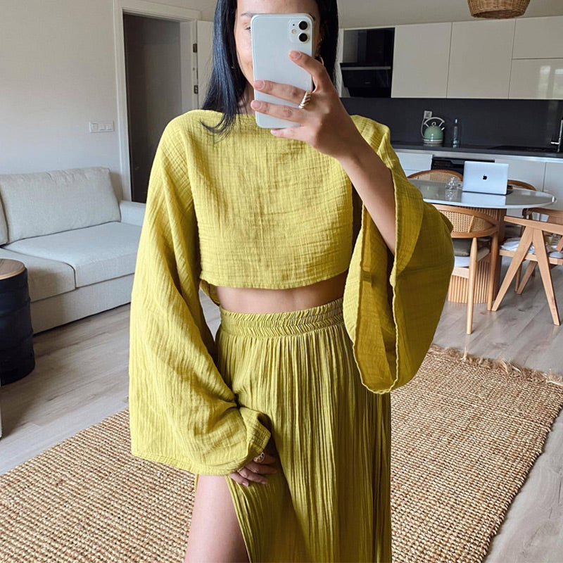 AURA LANE | CONJUNTO DE DOS PIEZAS ALGODÓN & LINO