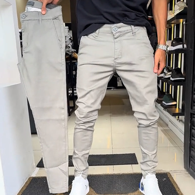 AURA LANE | PANTALONES CASUALES AJUSTADOS HOMBRE COLOR LISO