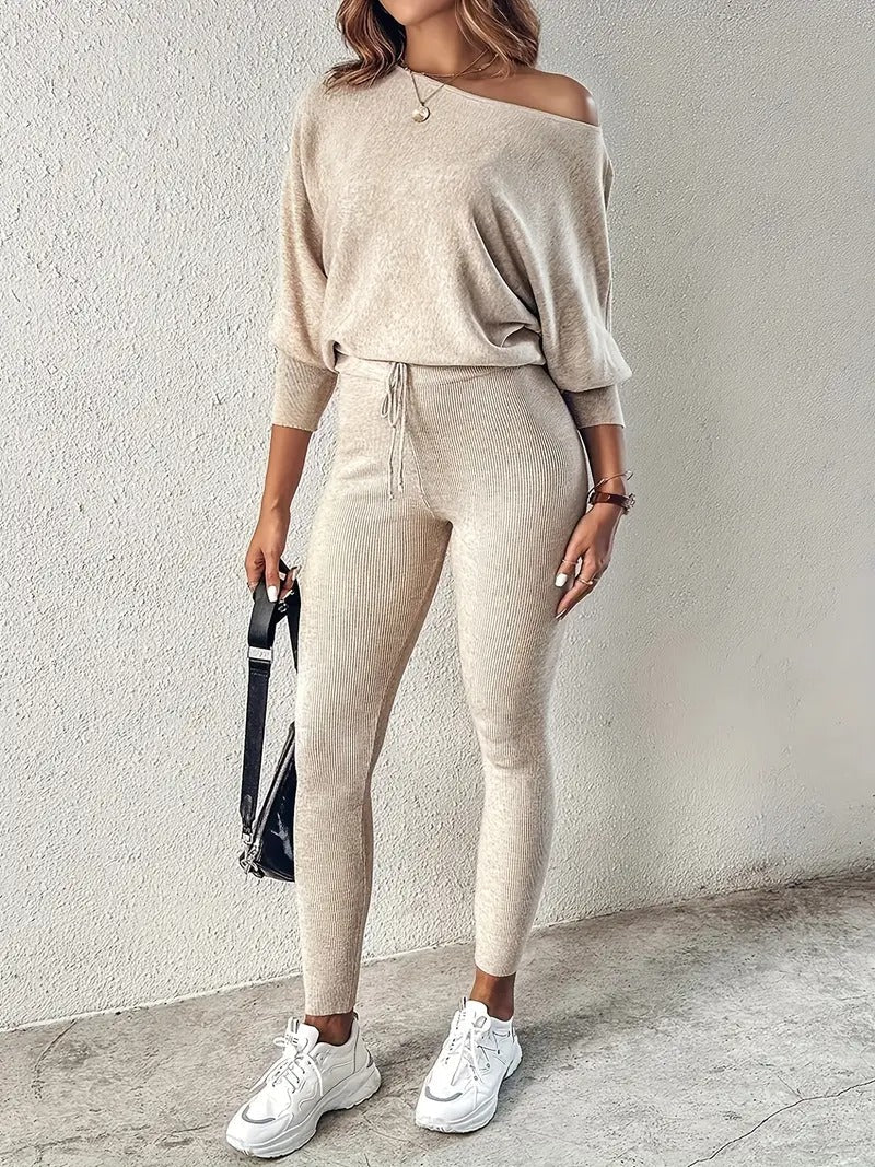 AURA LANE | CONJUNTO DE DOS PIEZAS DE PUNTO ACANALADO