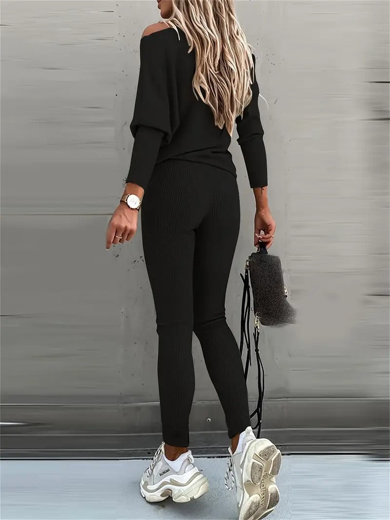 AURA LANE | CONJUNTO DE DOS PIEZAS DE PUNTO ACANALADO