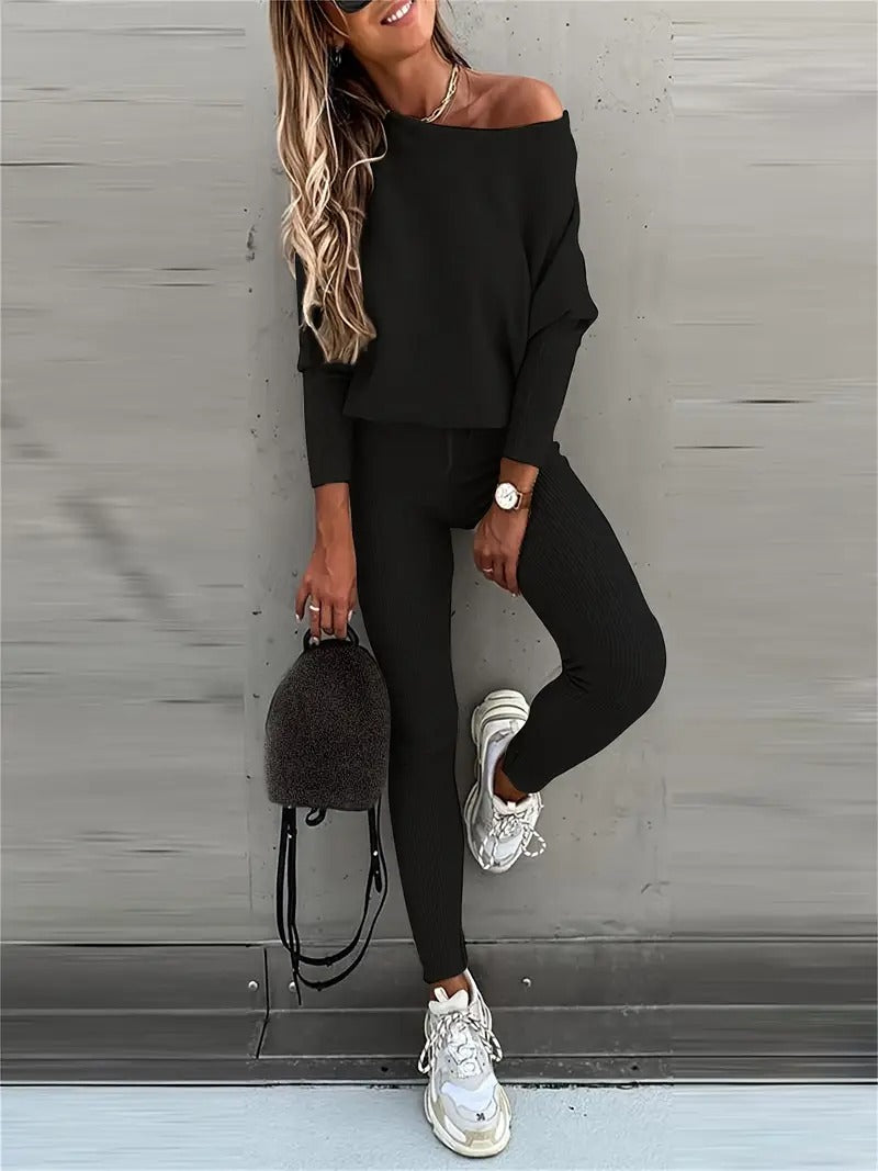 AURA LANE | CONJUNTO DE DOS PIEZAS DE PUNTO ACANALADO